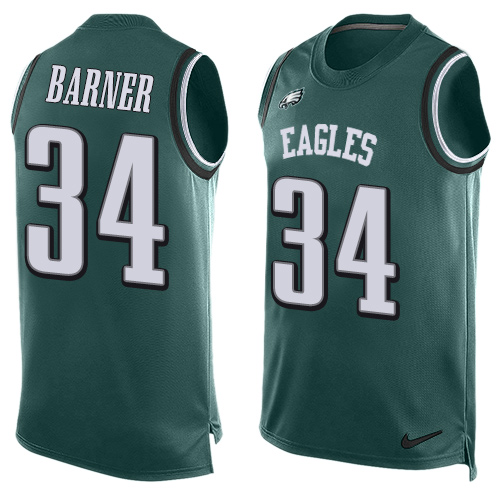 Men's Limited Kenjon Barner Nike Jersey Midnight Green - #34 Player Name & Number Tank Top NFL Philadelphia Eagles